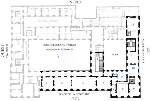 Plan de visite de l'H&ocirc;tel de la Marine