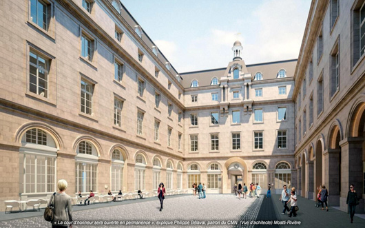 Future cour d'honneur de l'H&ocirc;stel de la Marine - Vue d'achitecte Moatti-Rivi&egrave;re