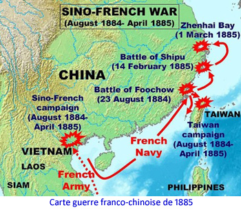 CARTE GUERRE FRANCO-CHINOISE DE 1885