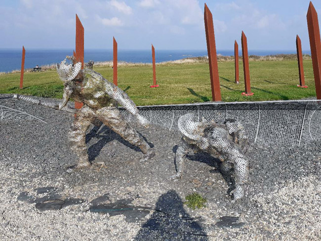 Les statues à la pointe du Hoc 